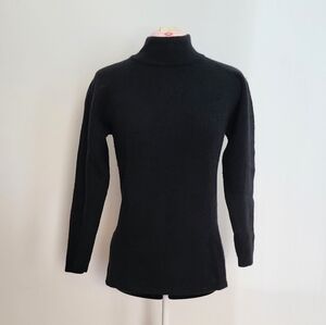 Black Turtleneck Sweater 3/4 Length Sleeves Size S